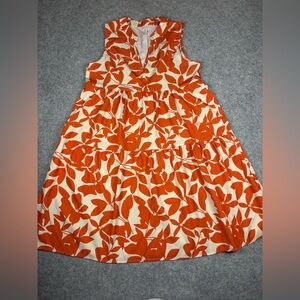 SHEIN Midi Dress with Orange Leaf Pattern